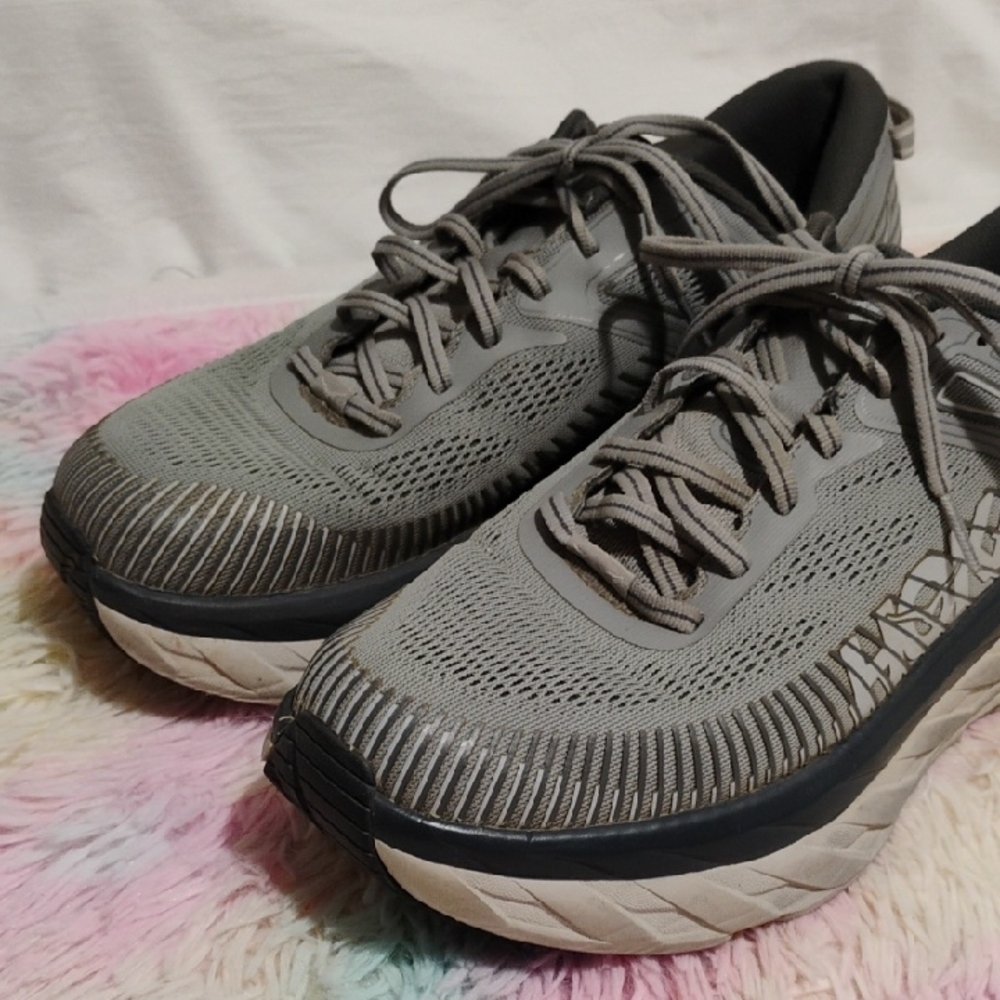Hoka One One Bomdi 7 Gray Athletic Shoes with Maximalist Cushioning #51 - Picture 3 of 14